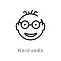 outline nerd smile vector icon. isolated black simple line element illustration from user interface concept. editable vector