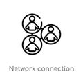 outline network connection vector icon. isolated black simple line element illustration from people concept. editable vector Royalty Free Stock Photo