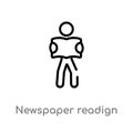 outline newspaper readign vector icon. isolated black simple line element illustration from activity and hobbies concept. editable