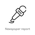 outline newspaper report vector icon. isolated black simple line element illustration from music and media concept. editable