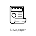 outline newspaper vector icon. isolated black simple line element illustration from football concept. editable vector stroke