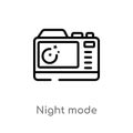 outline night mode vector icon. isolated black simple line element illustration from photography concept. editable vector stroke