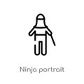 outline ninja portrait vector icon. isolated black simple line element illustration from people concept. editable vector stroke