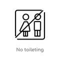 outline no toileting vector icon. isolated black simple line element illustration from maps and flags concept. editable vector
