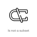 outline is not a subset vector icon. isolated black simple line element illustration from signs concept. editable vector stroke is