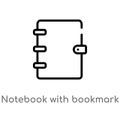 outline notebook with bookmark vector icon. isolated black simple line element illustration from education concept. editable Royalty Free Stock Photo
