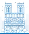 Outline Notre Dame Cathedral - Paris Royalty Free Stock Photo