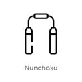 outline nunchaku vector icon. isolated black simple line element illustration from asian concept. editable vector stroke nunchaku