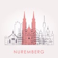 Outline Nuremberg skyline with landmarks.