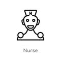 outline nurse vector icon. isolated black simple line element illustration from artificial intelligence concept. editable vector