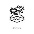 outline oasis vector icon. isolated black simple line element illustration from africa concept. editable vector stroke oasis icon