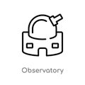 outline observatory vector icon. isolated black simple line element illustration from astronomy concept. editable vector stroke