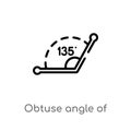 outline obtuse angle of 135 degrees vector icon. isolated black simple line element illustration from other concept. editable