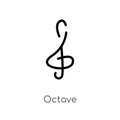 outline octave vector icon. isolated black simple line element illustration from music and media concept. editable vector stroke