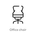 outline office chair vector icon. isolated black simple line element illustration from furniture and household concept. editable Royalty Free Stock Photo