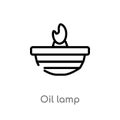 outline oil lamp vector icon. isolated black simple line element illustration from india and holi concept. editable vector stroke