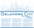 Outline Oklahoma City Skyline with Blue Buildings and Copy Space