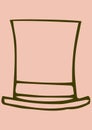 Outline of old fashioned hat with copy space on pink background