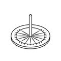Outline old sundial icon. Line style. Ancient sundial vector illustration for web design