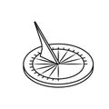 Outline old sundial icon. Line style. Ancient sundial vector illustration for web design