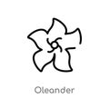 outline oleander vector icon. isolated black simple line element illustration from nature concept. editable vector stroke oleander Royalty Free Stock Photo