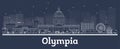 Outline Olympia Washington City Skyline with White Buildings