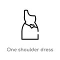 outline one shoulder dress vector icon. isolated black simple line element illustration from clothes concept. editable vector Royalty Free Stock Photo