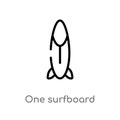 outline one surfboard vector icon. isolated black simple line element illustration from nautical concept. editable vector stroke Royalty Free Stock Photo