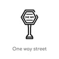 outline one way street vector icon. isolated black simple line element illustration from signs concept. editable vector stroke one Royalty Free Stock Photo