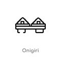 outline onigiri vector icon. isolated black simple line element illustration from hotel and restaurant concept. editable vector Royalty Free Stock Photo