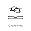 outline online chat vector icon. isolated black simple line element illustration from computer concept. editable vector stroke Royalty Free Stock Photo