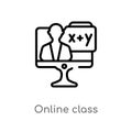 outline online class vector icon. isolated black simple line element illustration from education concept. editable vector stroke Royalty Free Stock Photo