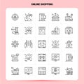 OutLine 25 Online Shopping Icon set. Vector Line Style Design Black Icons Set. Linear pictogram pack. Web and Mobile Business Royalty Free Stock Photo