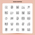 OutLine 25 Online Shopping Icon set. Vector Line Style Design Black Icons Set. Linear pictogram pack. Web and Mobile Business Royalty Free Stock Photo