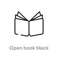outline open book black cover vector icon. isolated black simple line element illustration from education concept. editable vector Royalty Free Stock Photo