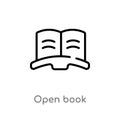 outline open book vector icon. isolated black simple line element illustration from customer service concept. editable vector Royalty Free Stock Photo