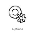 outline options vector icon. isolated black simple line element illustration from social media marketing concept. editable vector Royalty Free Stock Photo