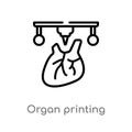 outline organ printing vector icon. isolated black simple line element illustration from artificial intellegence concept. editable