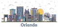 Outline Orlando Florida City Skyline with Colored Modern and Historic Buildings Isolated on White Royalty Free Stock Photo