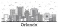 Outline Orlando Florida City Skyline with Modern and Historic Buildings Isolated on White Royalty Free Stock Photo