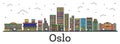 Outline Oslo Norway City Skyline with Color Buildings Isolated o