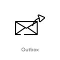 outline outbox vector icon. isolated black simple line element illustration from message concept. editable vector stroke outbox