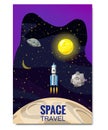 Outline outer space rocket space travel, exploration of the universe, other planets, flying rockets, stars of distant