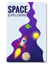 Outline outer space rocket space travel, exploration of the universe, other planets, flying rockets, stars of distant