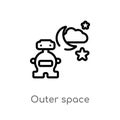 outline outer space vector icon. isolated black simple line element illustration from artificial intellegence concept. editable