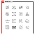 Outline Pack of 16 Universal Symbols of camera, management, summer, business, india