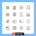 Outline Pack of 16 Universal Symbols of china, life, crosshair, city, stairs Royalty Free Stock Photo