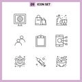 Outline Pack of 9 Universal Symbols of clipboard, basic, alcohol, avatar, user