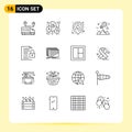 Outline Pack of 16 Universal Symbols of document, success, fire, outstanding, achievement