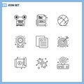 Outline Pack of 9 Universal Symbols of education, targeting, online, location, education